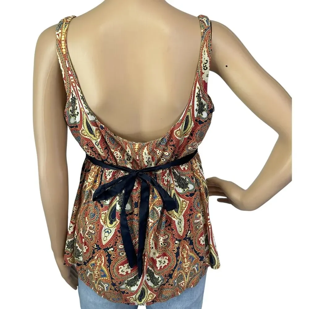 J. Crew Cotton Paisley Empire Peplum Top 97140 Size L